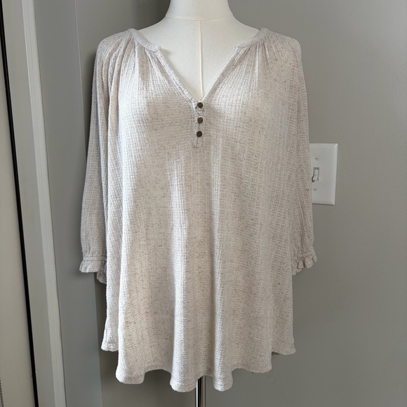 Lucky Brand Tops - Lucky Brand Waffle Knit Henley Blouse Top